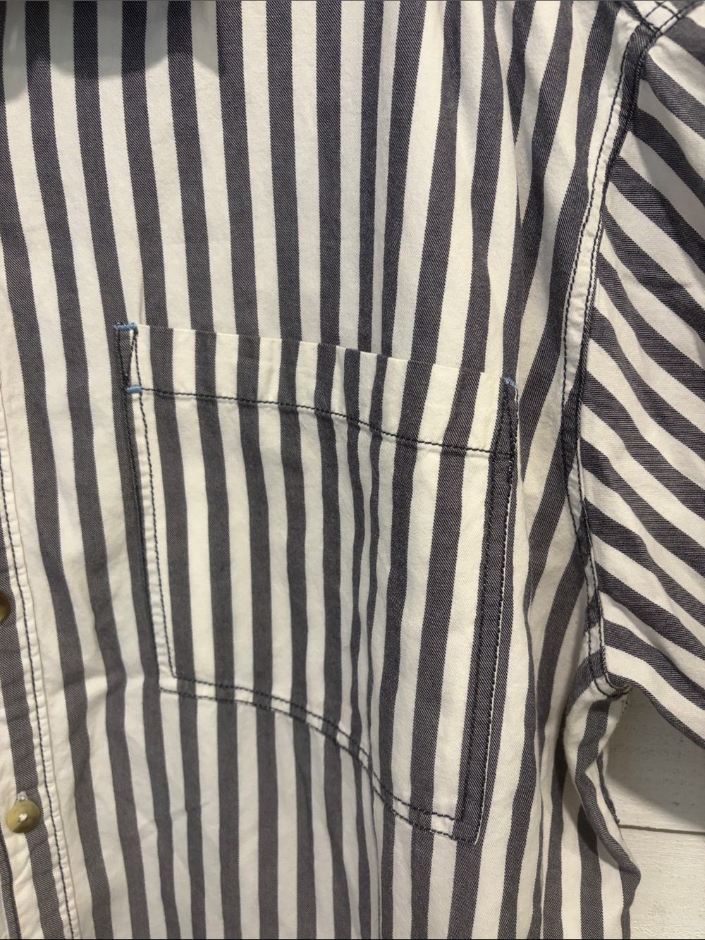 Free People We The Free Freddie Striped Shirt - Nautical Navy size L oversized - Picture 2 of 9